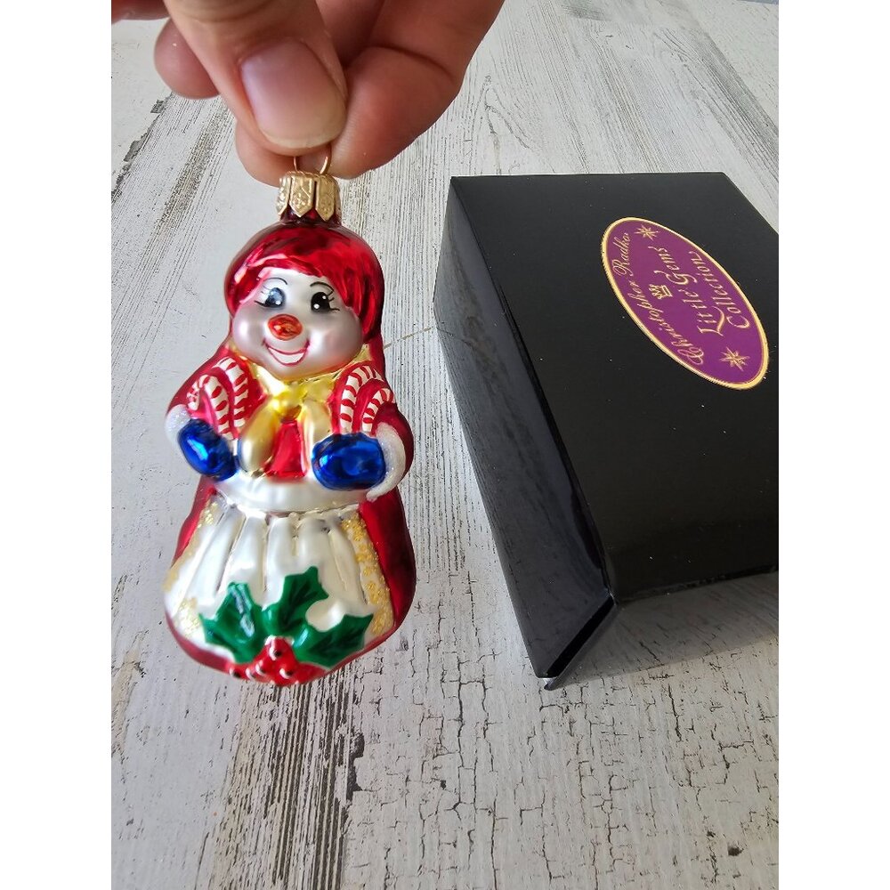 Radko jolly‎ couple gem snowman Mr Mrs Candy Cane ornament glass Xmas tree